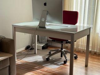 Mesa extensible comedor/cocina cristal y madera