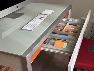 Mesa extensible comedor/cocina cristal y madera