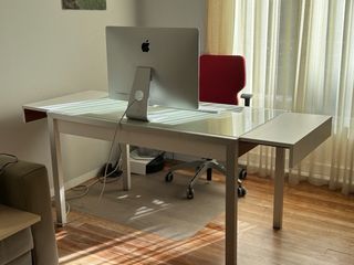 Mesa extensible comedor/cocina cristal y madera