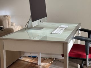 Mesa extensible comedor/cocina cristal y madera