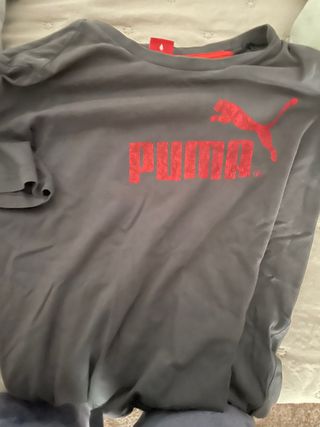 Camiseta Puma Gris Logo Rojo
