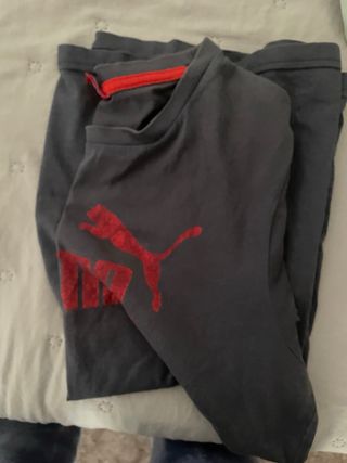 Camiseta Puma Gris Logo Rojo