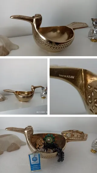 Centro de mesa bronce pájaro abstracto Valmazan