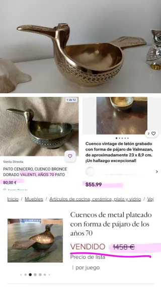 Centro de mesa bronce pájaro abstracto Valmazan