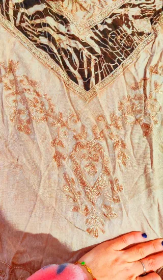 Vestido hippie beige y marrón talla única nuevo