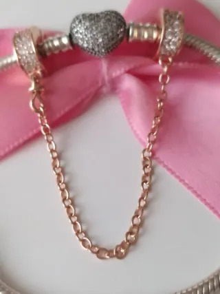 Cadena Seguridad Plata S925 Corazón Circonitas