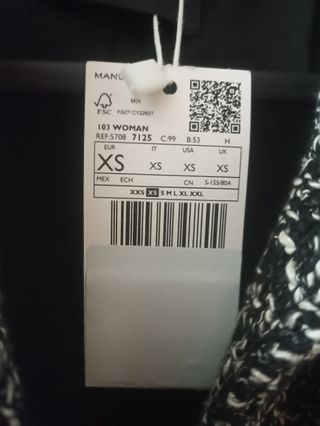 Chaqueta Tweed Mango Talla XS