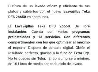 Lavavajillas Teka 60 cm NUEVO EN SU CAJA