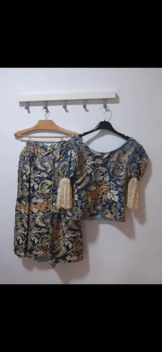 Traje Fallera Azul y Multicolor