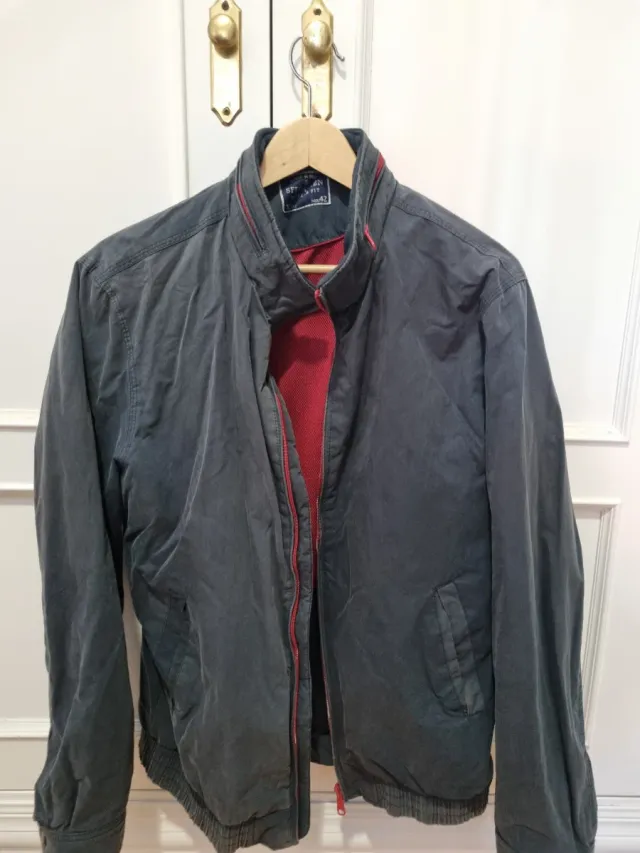 Cazadora Harrington Gris y Roja