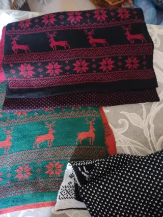 Bufandas Navideñas Reversibles Punto