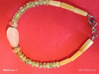 Bracciale pietre naturali beige, rosa e verdi