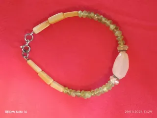 Bracciale pietre naturali beige, rosa e verdi