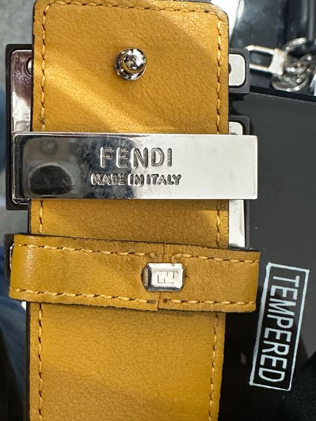 Cintura Fendi Pelle Nera e Gialla