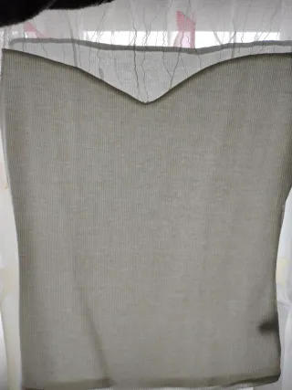 Top Shein blanco manga corta encaje