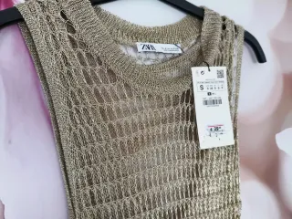 Vestido Zara Noche Dorado Talla S