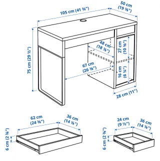 Escritorio blanco/antracita 105x50cm