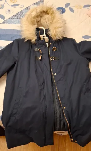 Parka mujer azul con capucha