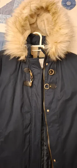 Parka mujer azul con capucha