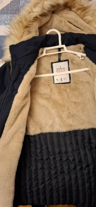 Parka mujer azul con capucha