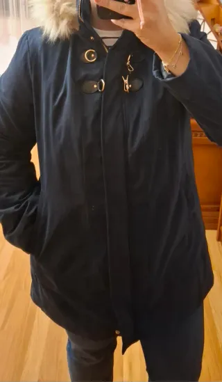Parka mujer azul con capucha