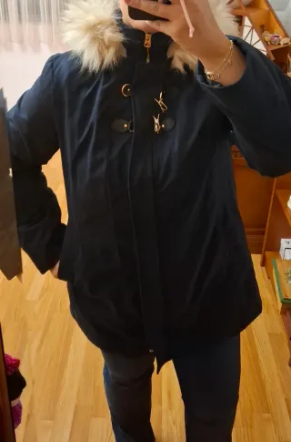 Parka mujer azul con capucha