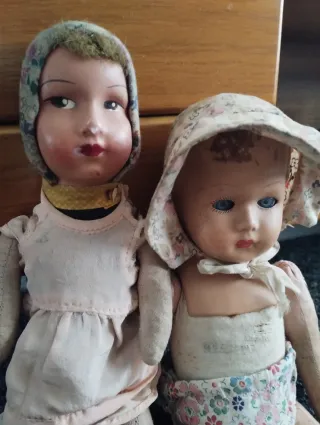 Coppia bambole bachelite e stoffa