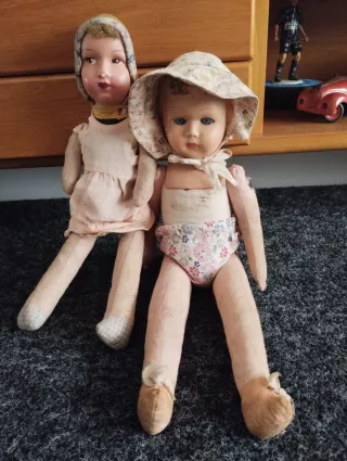 Coppia bambole bachelite e stoffa