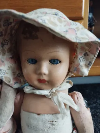 Coppia bambole bachelite e stoffa