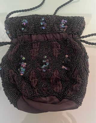 Bolso limosnera pedrería negro