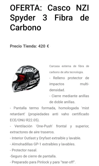 Casco integral moto carbono NZI