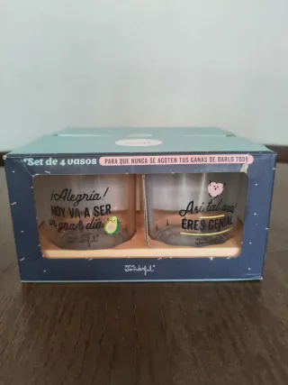 Set 4 Vasos Mr Wonderful Frases Motivadoras
