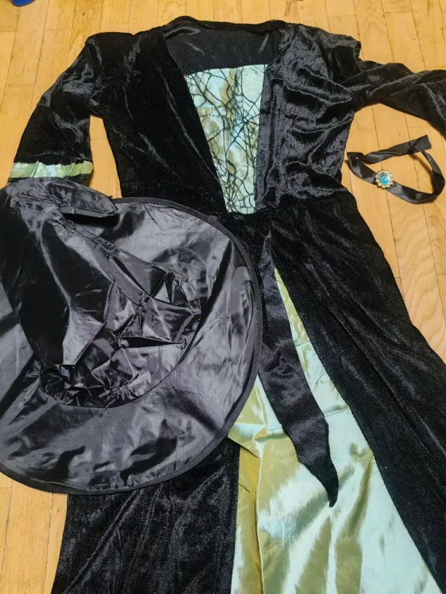 Disfraz Bruja Negro y Verde Talla Única
