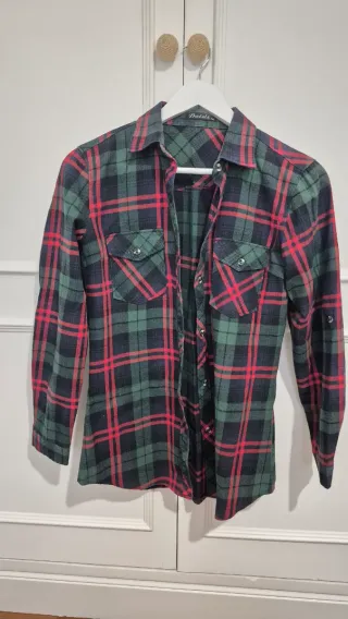 Camisa cuadros verde y rojo Bolele