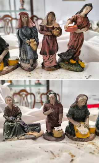 Belén completo figuras y casitas artesanal