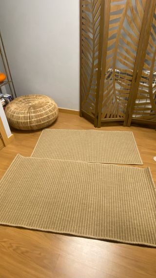 3 tappeti in corda beige e marrone