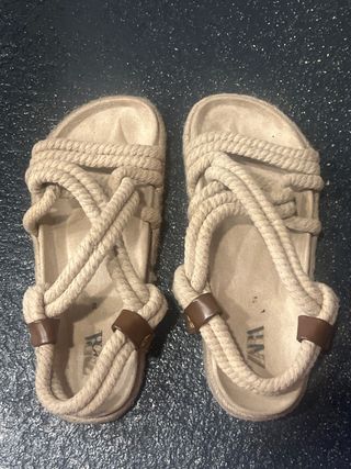 Sandalias Zara Cuerda Beige Tostado Talla 42