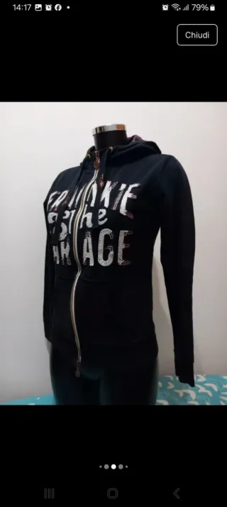 Felpa con zip Frankie Garage donna blu marino