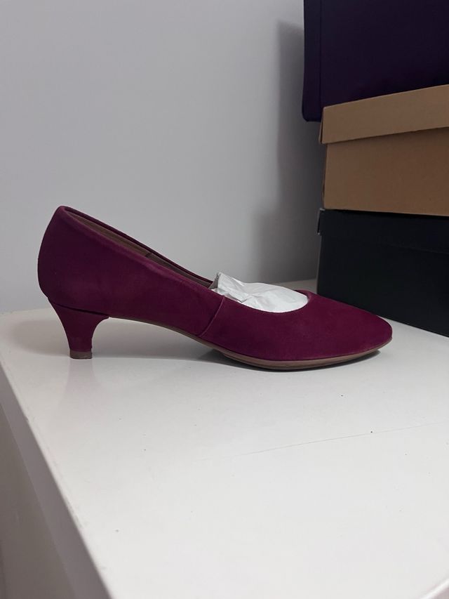 Zapatos salón piel vuelta burdeos T38