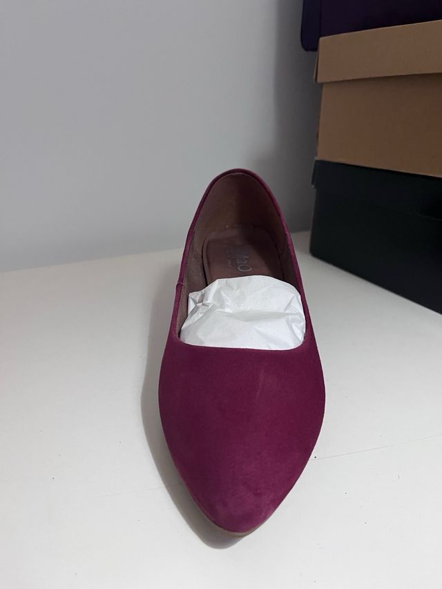 Zapatos salón piel vuelta burdeos T38