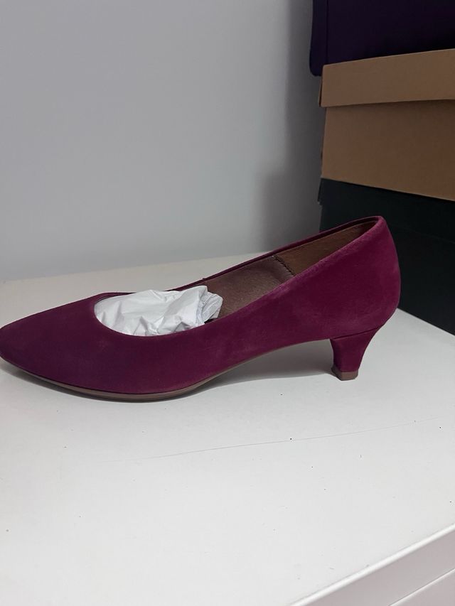Zapatos salón piel vuelta burdeos T38