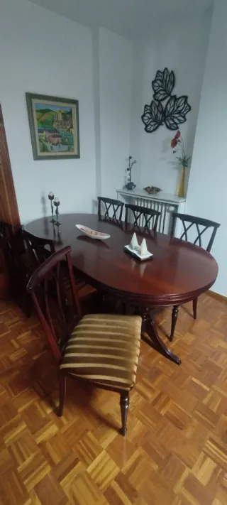 Mesa y 6 Sillas Comedor Madera Oscura