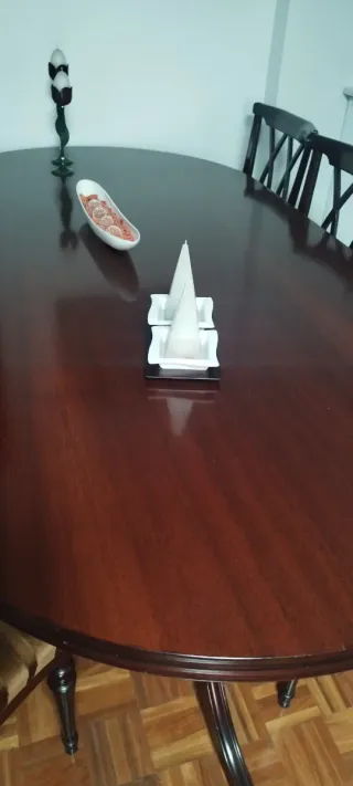 Mesa y 6 Sillas Comedor Madera Oscura