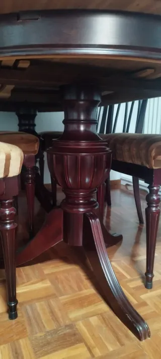 Mesa y 6 Sillas Comedor Madera Oscura