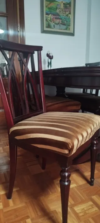 Mesa y 6 Sillas Comedor Madera Oscura