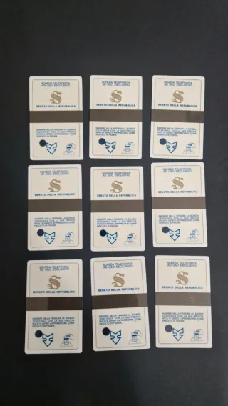 9 Schede Telefoniche Senato Italia Anni 80 Nuove