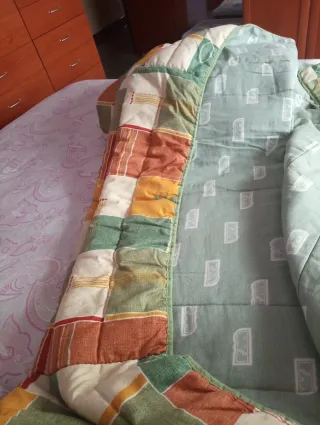 2 Edredones Cama 90cm - Verde y Naranja