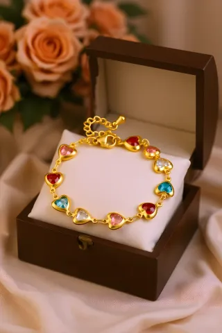 Pulsera Corazón Circonitas Multicolor