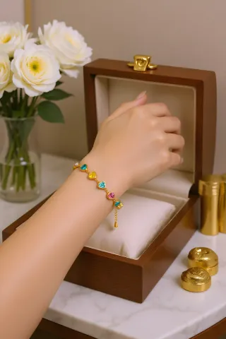 Pulsera Corazón Circonitas Multicolor