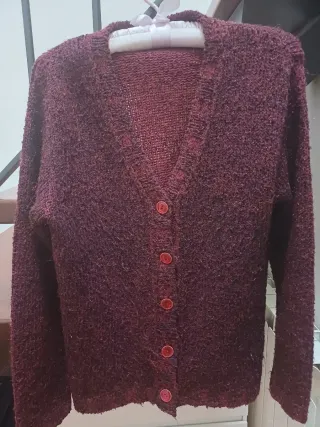 Cardigan bordeaux con lurex